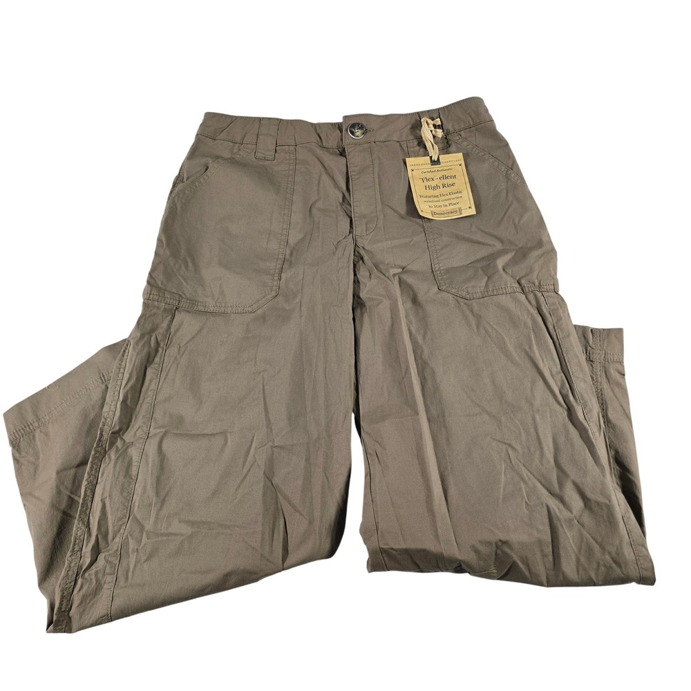 Democracy Flex-ellent High Rise Wide Leg Cargo Pants Tan Brown B1200XQEXX sz 10